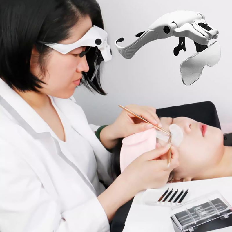 Eyelash Extension With Glasses - Okulary powiększające z 5 soczewkami, regulowane,