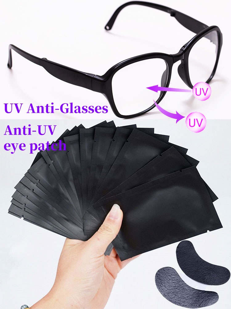 Eyelash Extension With Glasses - 50 par Czarne nakładki UV i